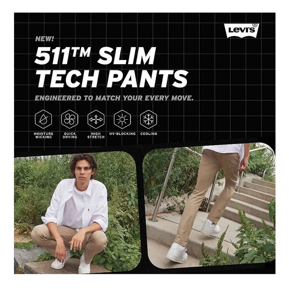 3 x pairs Levi 511 Slim Tech 5 pocket pants - Picture 6 of 12